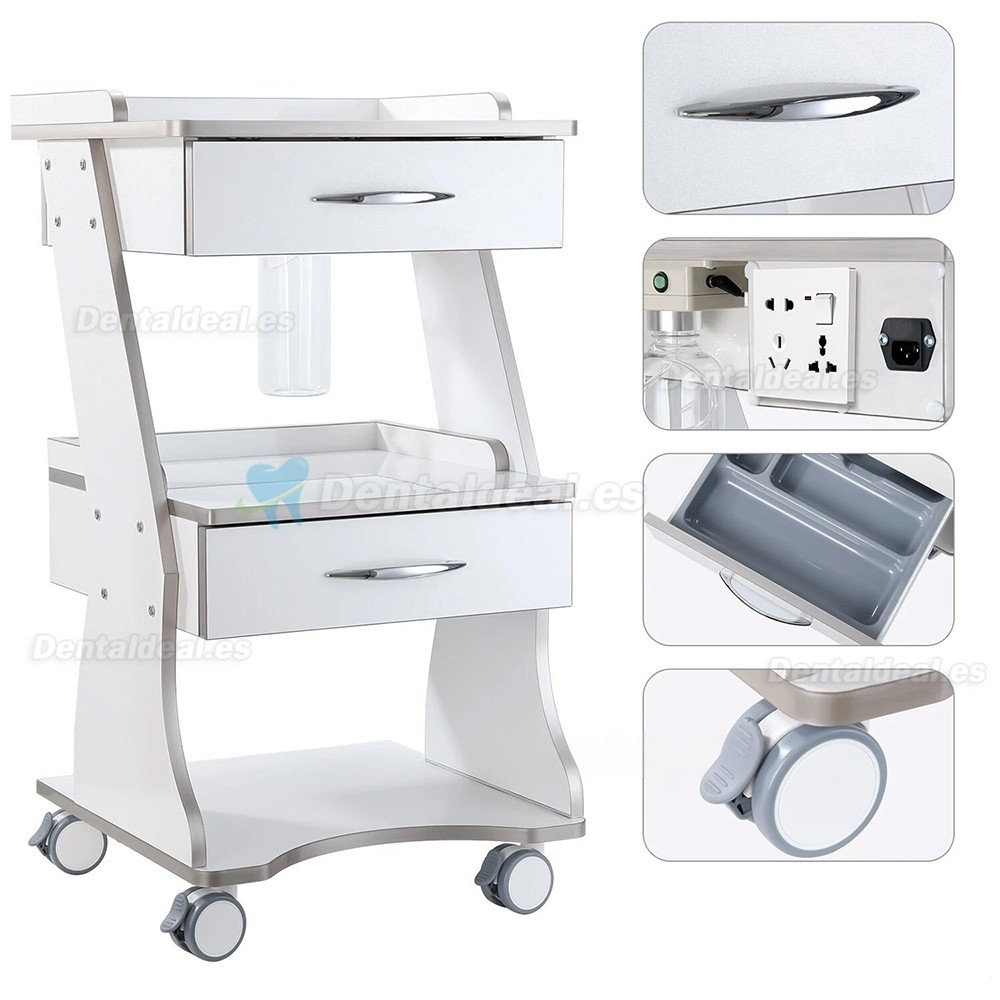 Dentech Carro Dental para Instrumental con Suministro de Botella de Agua y Armario de Almacenamiento